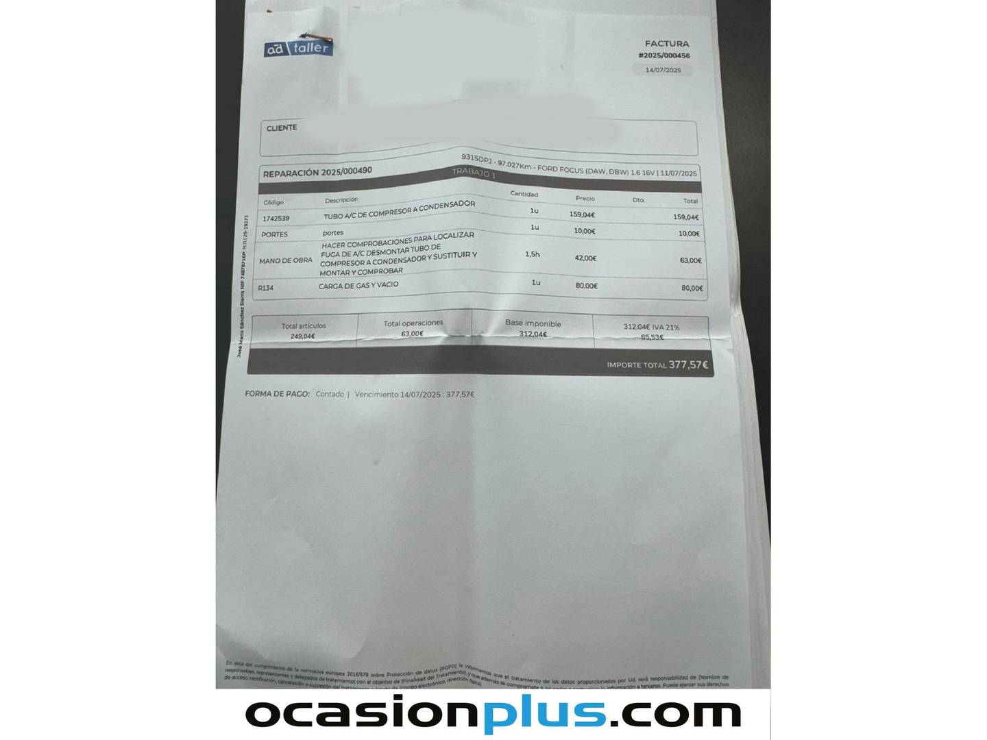 Foto del mantenimiento del Ford Focus Ford Focus 1.6 Sport (115 CV)