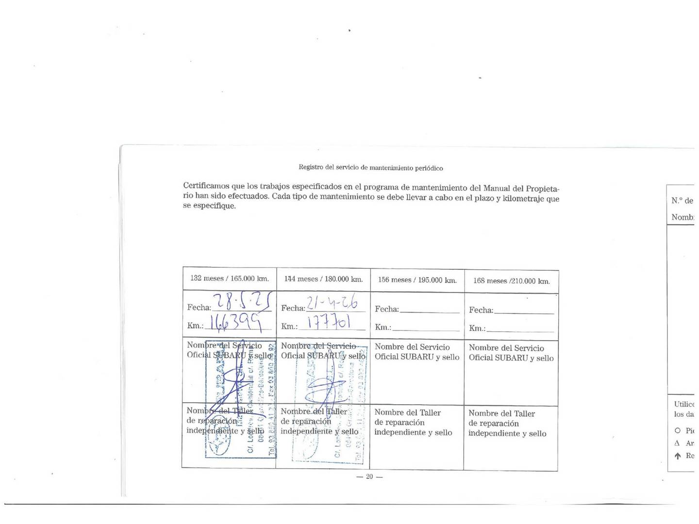 Foto del mantenimiento del Subaru XV Subaru XV 1.6 Executive (114 CV) 4x4