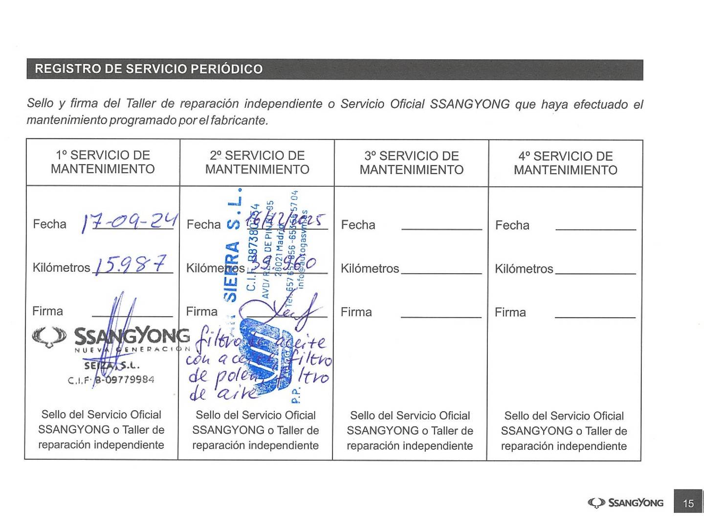 Foto del mantenimiento del SsangYong Korando SsangYong Korando G15T Urban Plus (149 CV) Convertido a GLP