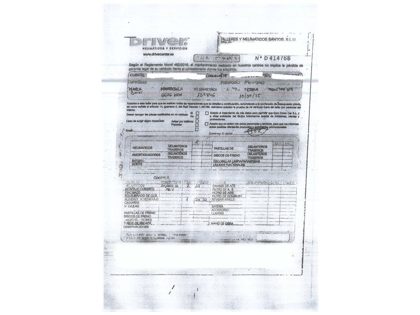 Foto del mantenimiento del BMW Serie 2 Gran Tourer BMW Serie 2 216d Gran Tourer Business (116 CV)