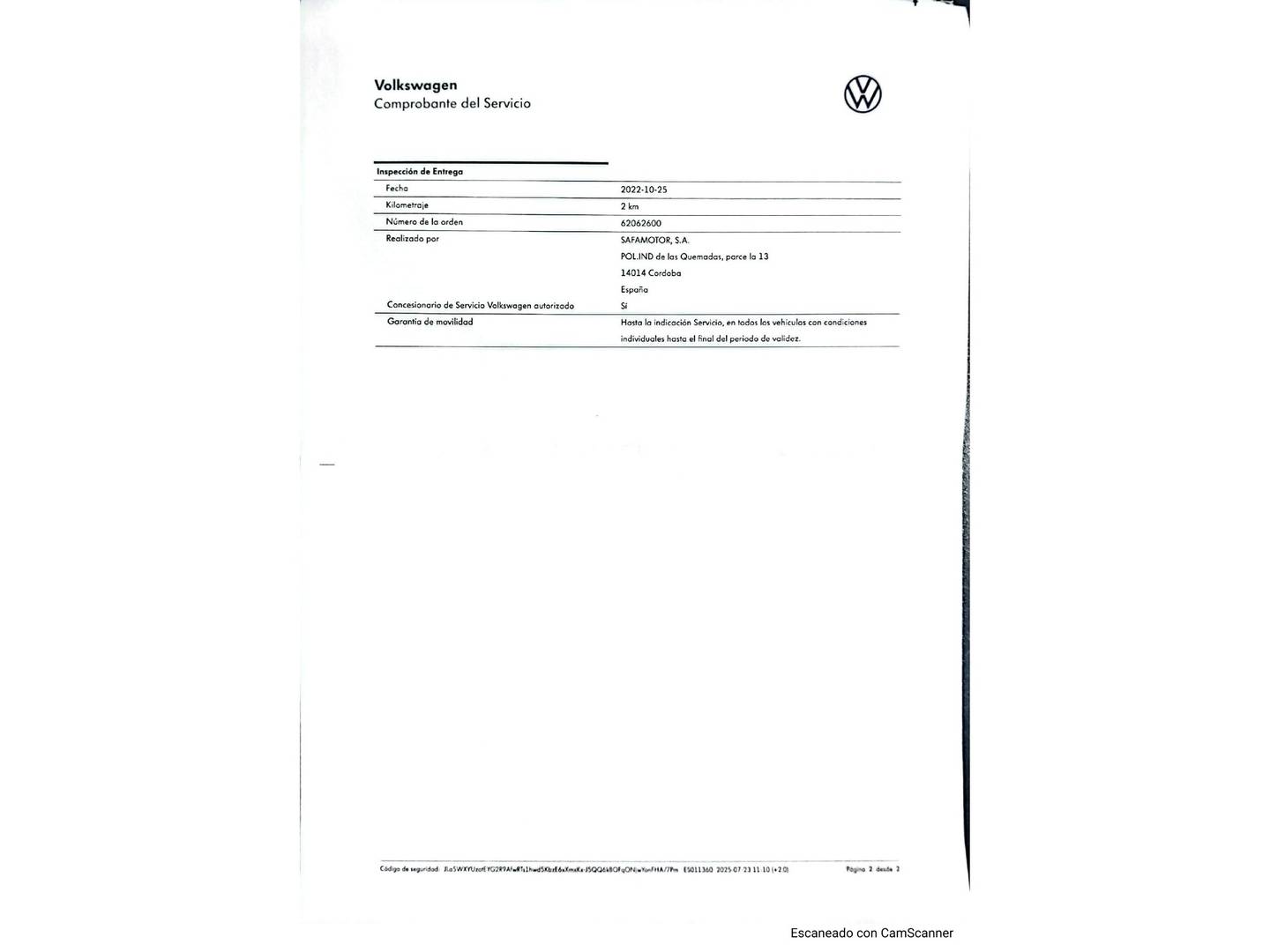 Foto del mantenimiento del Volkswagen T-Cross Volkswagen T-Cross Advance 1.0 TSI (110 CV) DSG