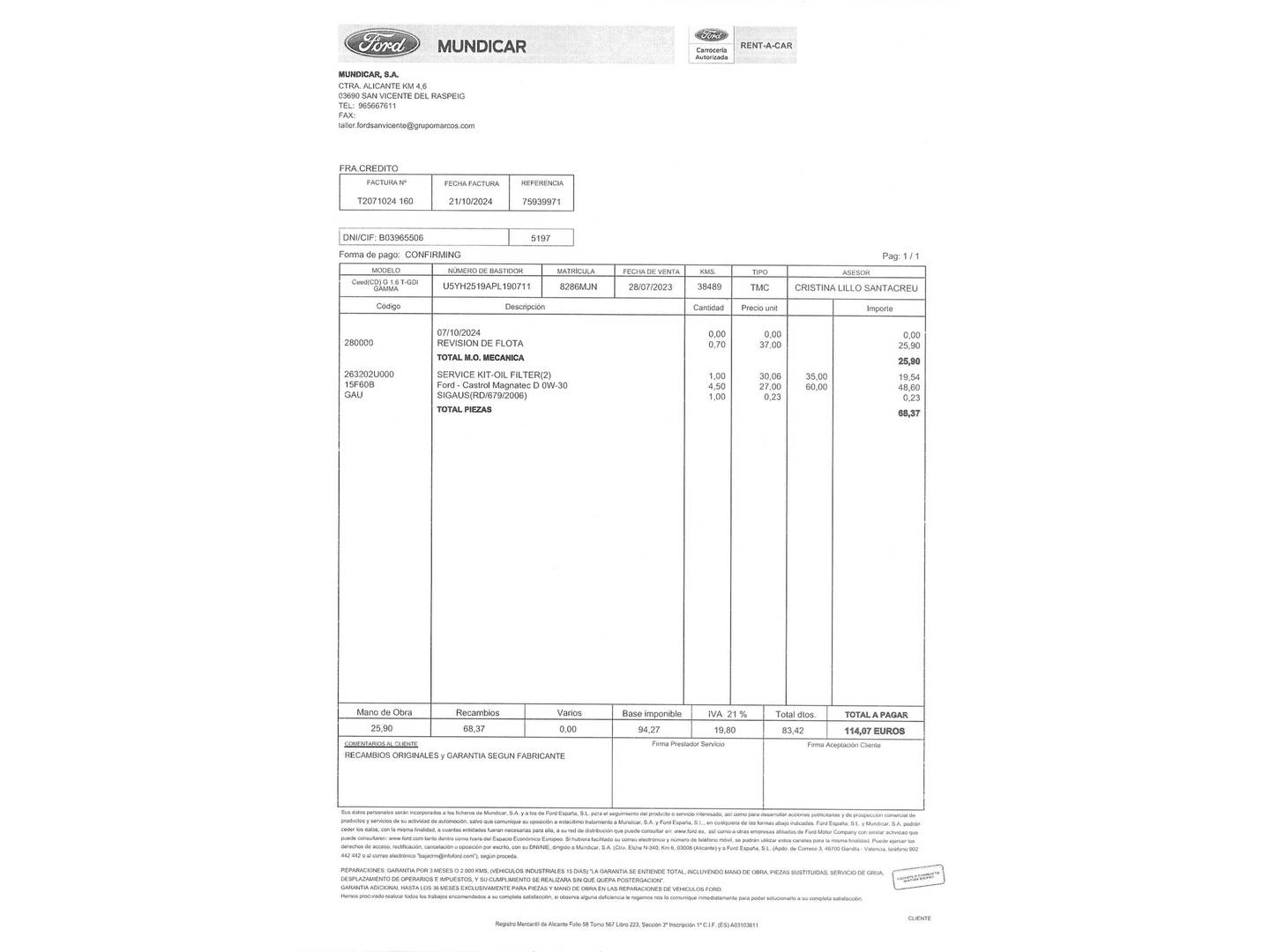 Foto del mantenimiento del KIA Ceed KIA Ceed Ceed 1.6 MHEV iMT Drive (136 CV)