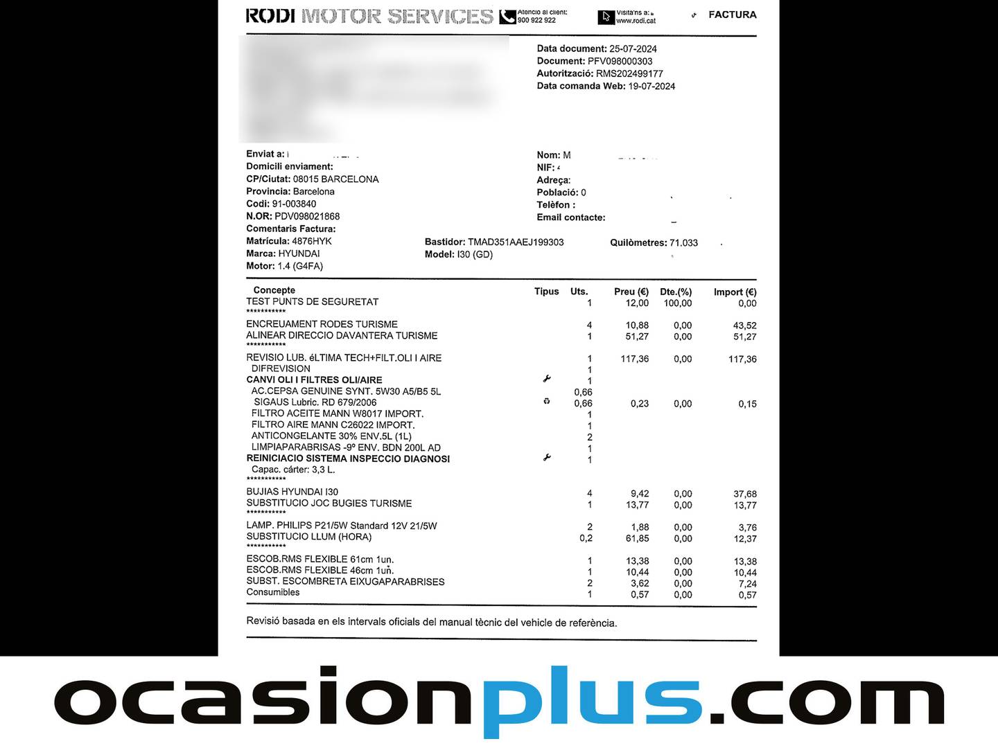 Foto del mantenimiento del Hyundai i30 Hyundai i30 1.4 Go ! (100 CV)