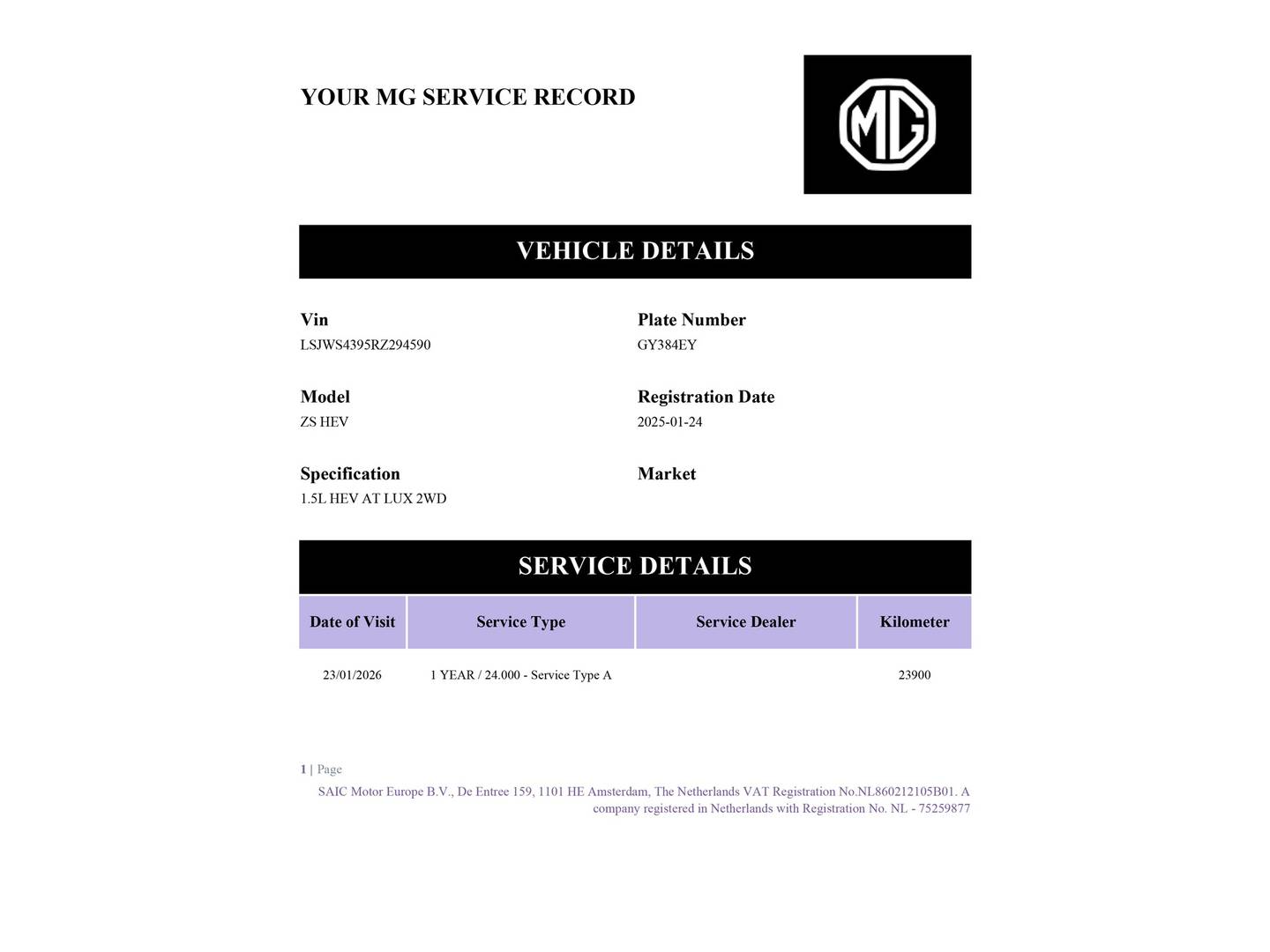 Foto del mantenimiento del MG ZS MG ZS 1.5 Hybrid+ Luxury (197 CV)