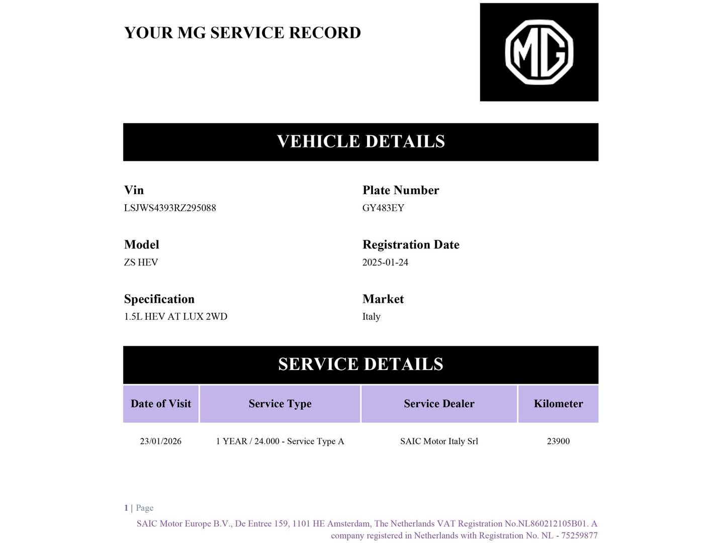 Foto del mantenimiento del MG ZS MG ZS 1.5 Hybrid+ Luxury (197 CV)