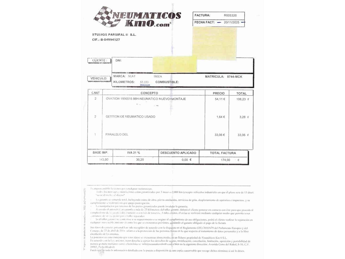 Foto del mantenimiento del Seat Ibiza Seat Ibiza 1.0 TSI Style XL Wired (110 CV)