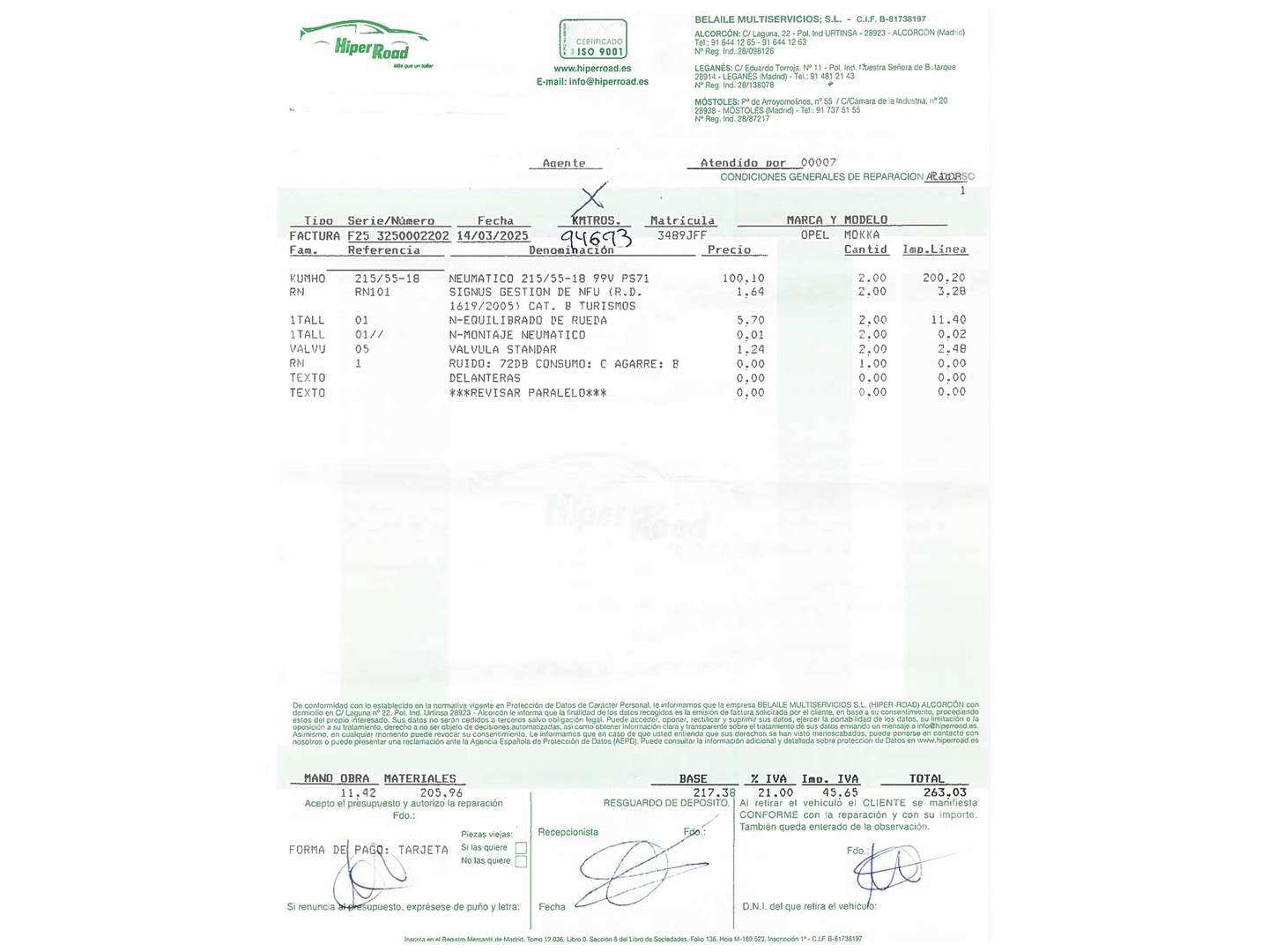 Foto del mantenimiento del Opel Mokka Opel Mokka 1.4 Turbo S&S Excellence 4x2 (140 CV)