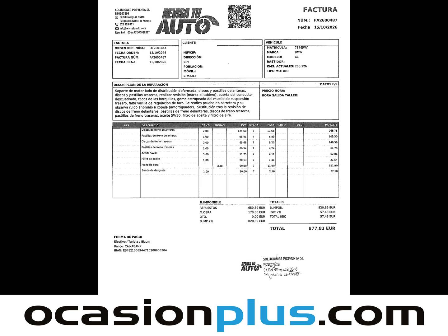Foto del mantenimiento del BMW X1 BMW X1 sDrive18d (150 CV)