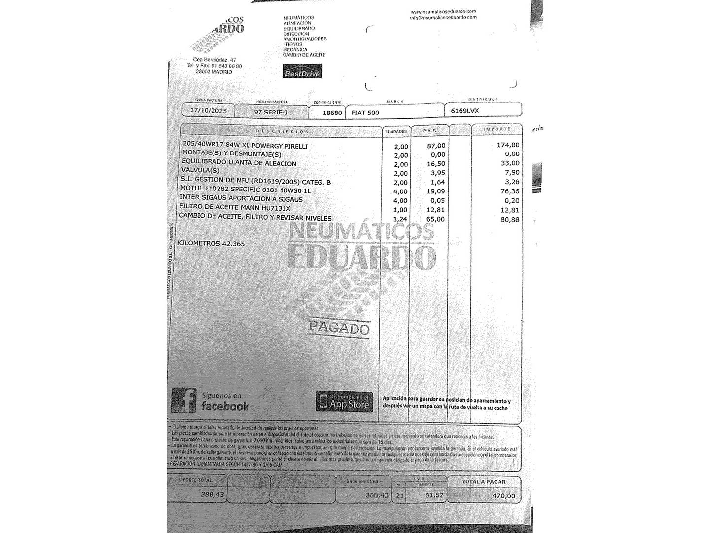 Foto del mantenimiento del Abarth 500 Abarth 500 1.4 16v T-Jet 595 (145 CV)