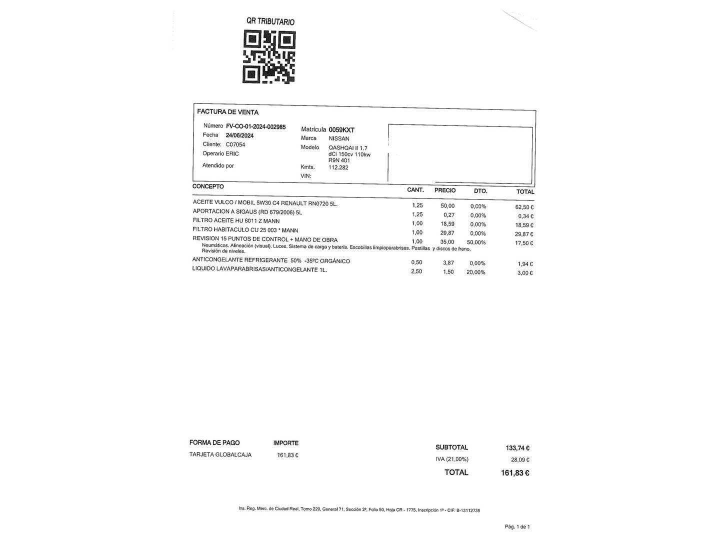 Foto del mantenimiento del Nissan QASHQAI Nissan Qashqai dCi 150 Acenta 4x2 (150 CV)