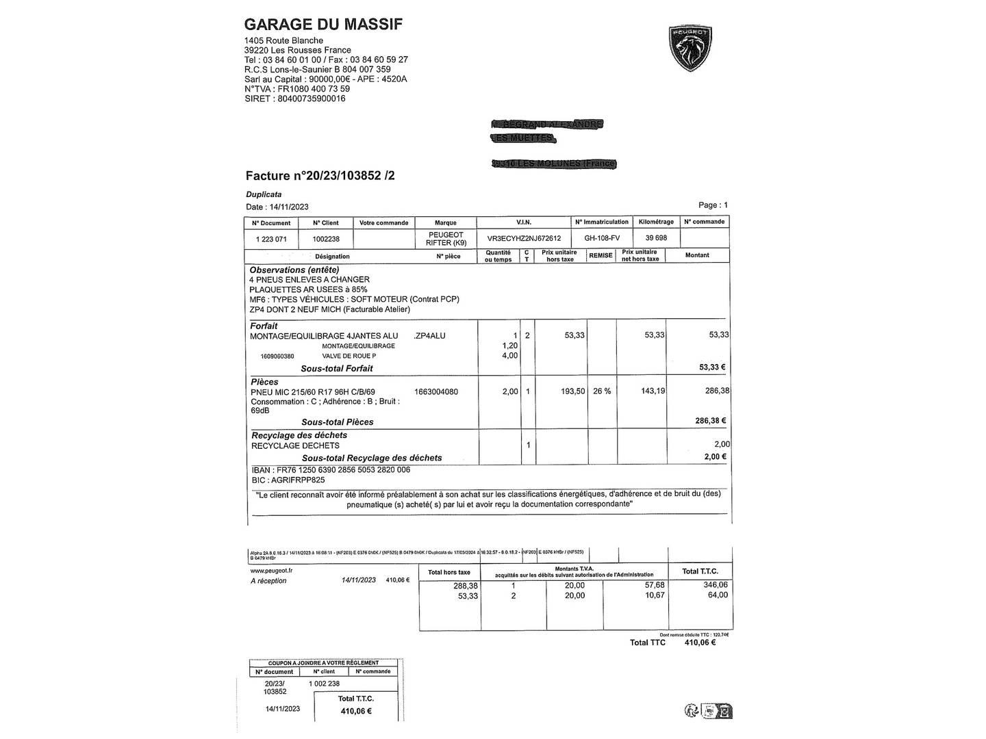 Foto del mantenimiento del Peugeot Rifter Peugeot Rifter BlueHDi 130 GT Long (130 CV)