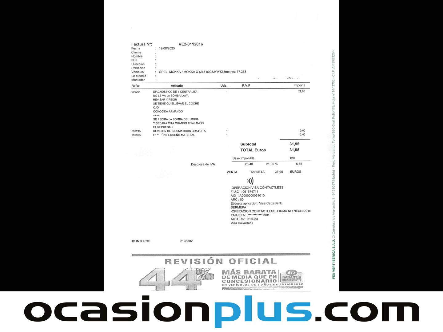 Foto del mantenimiento del Opel Mokka X Opel Mokka X 1.4 Turbo S&S Selective 4X2 (140 CV)