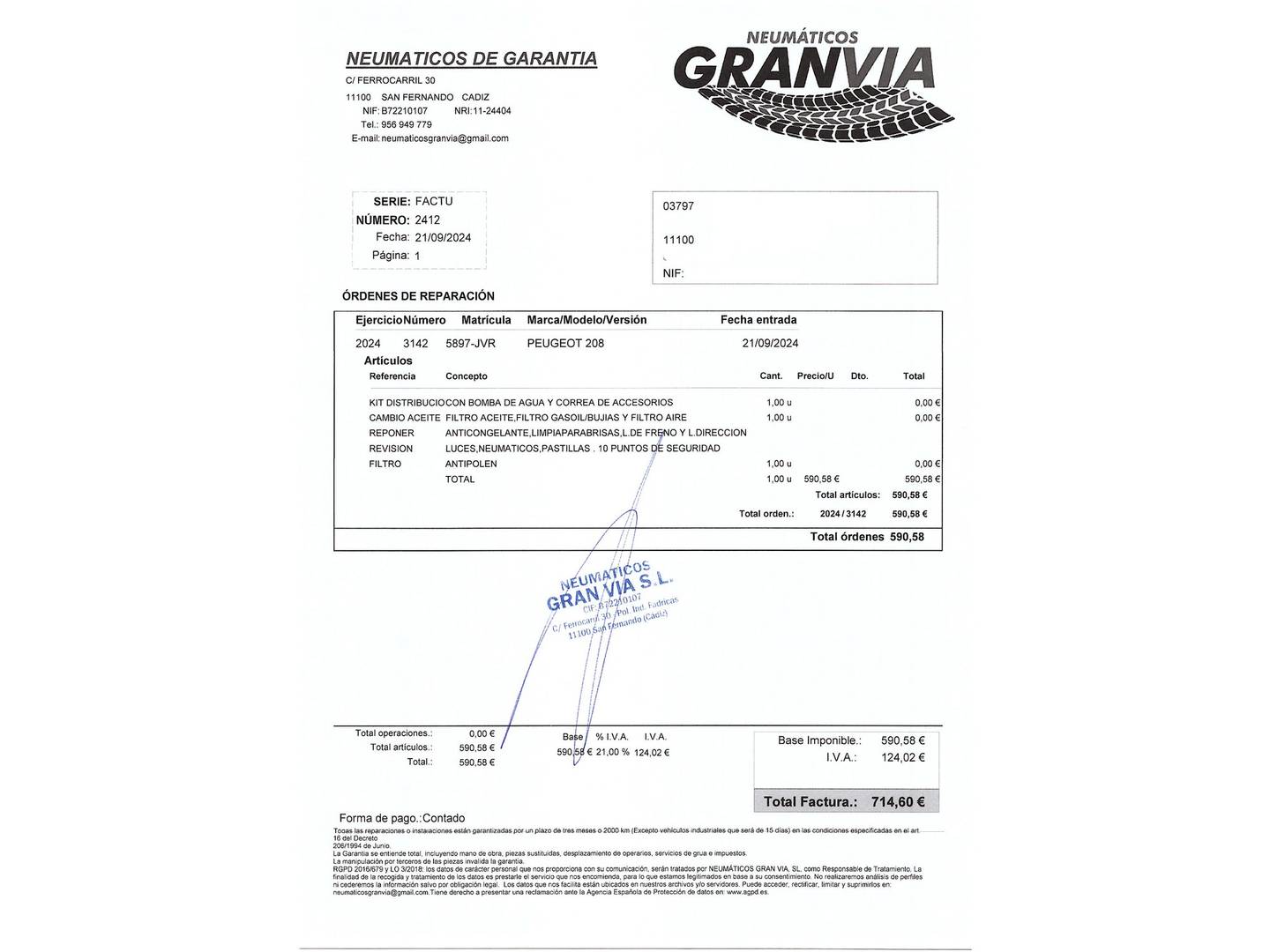 Foto del mantenimiento del Peugeot 208 Peugeot 208 PureTech 82 Style (82 CV)