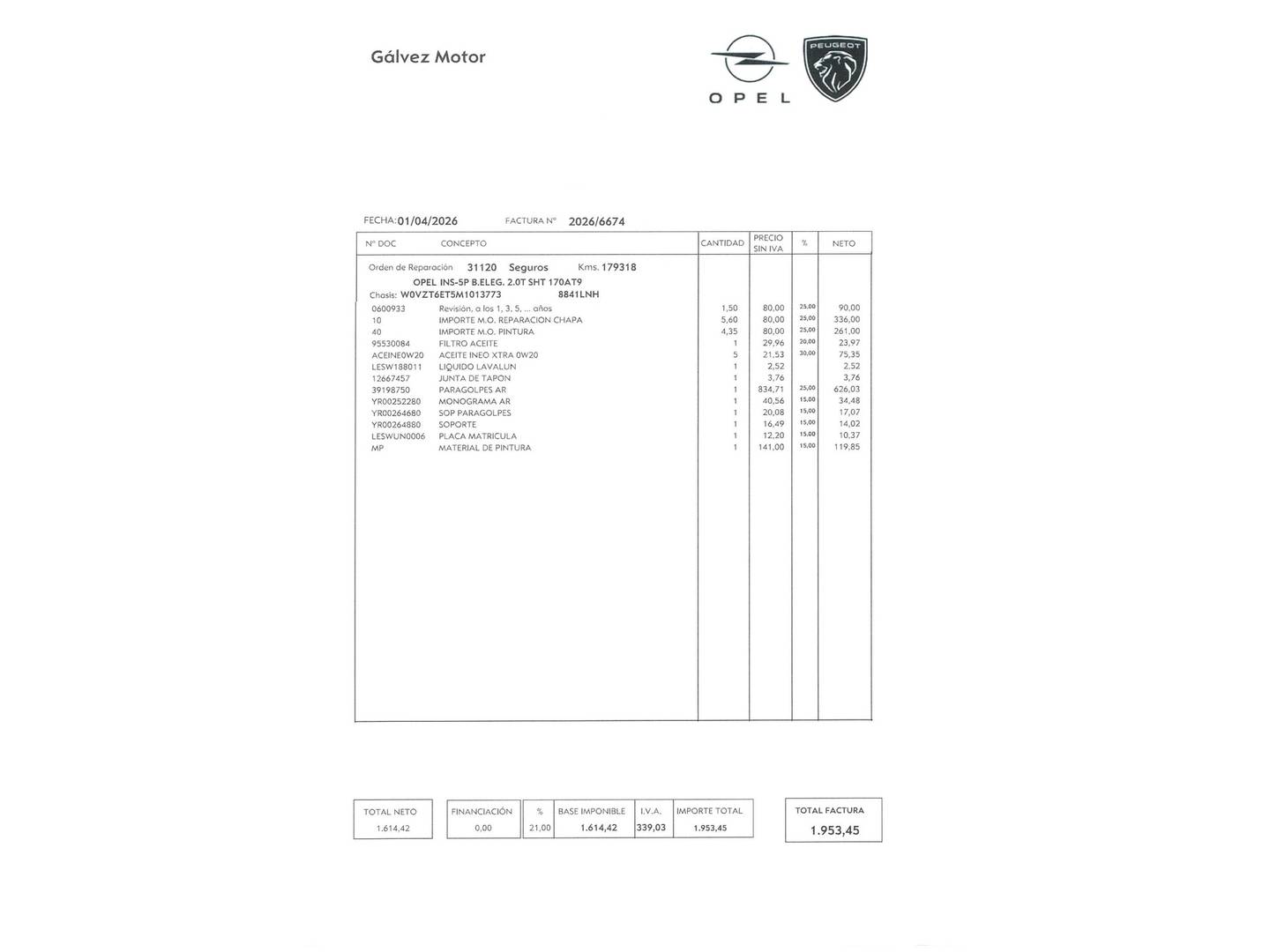 Foto del mantenimiento del Opel Insignia Opel Insignia 2.0T SHT Business Elegance AT9 (170 CV)