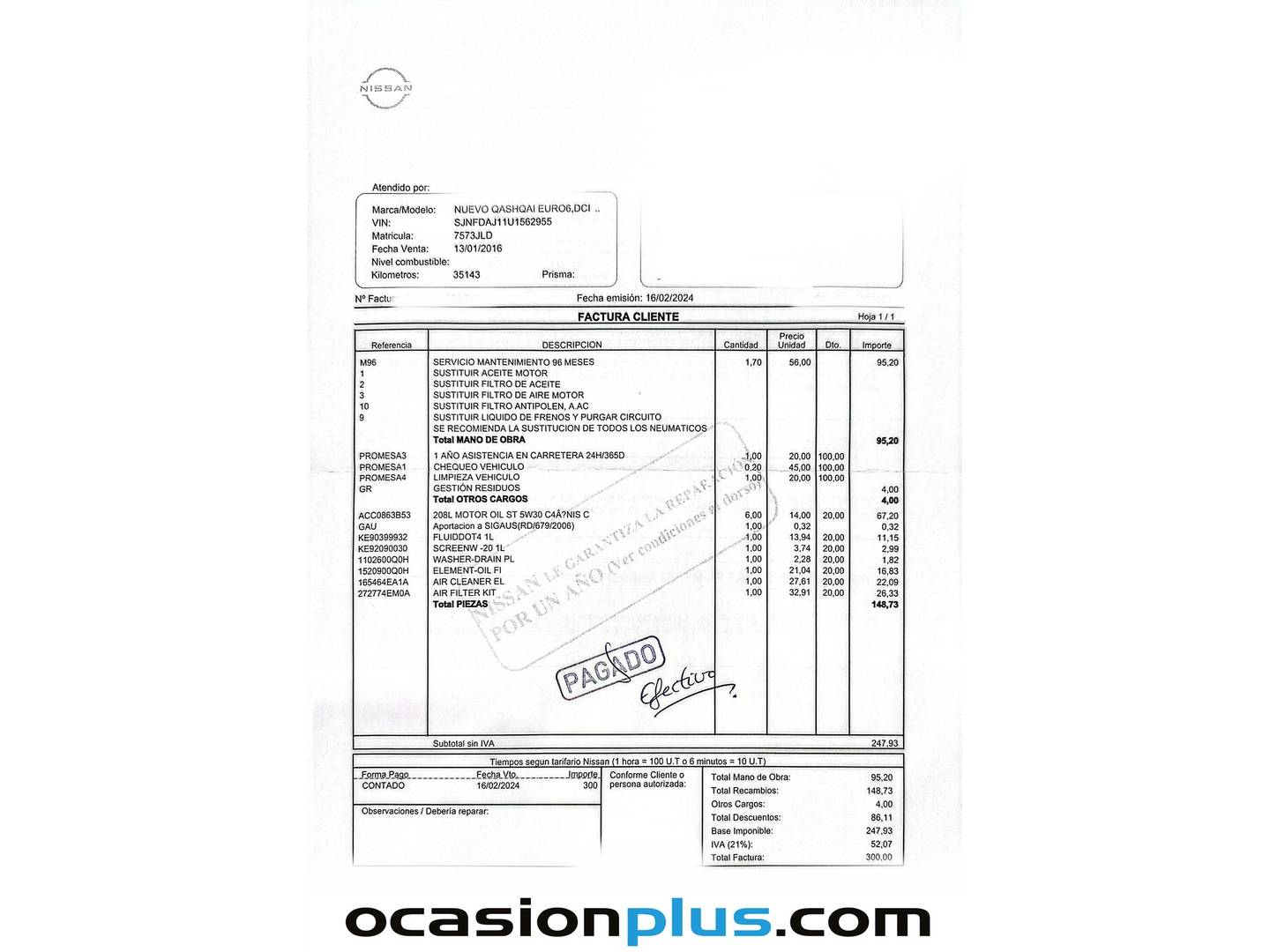 Foto del mantenimiento del Nissan QASHQAI Nissan Qashqai 1.6 dCi N-Connecta 4x2 (130 CV)