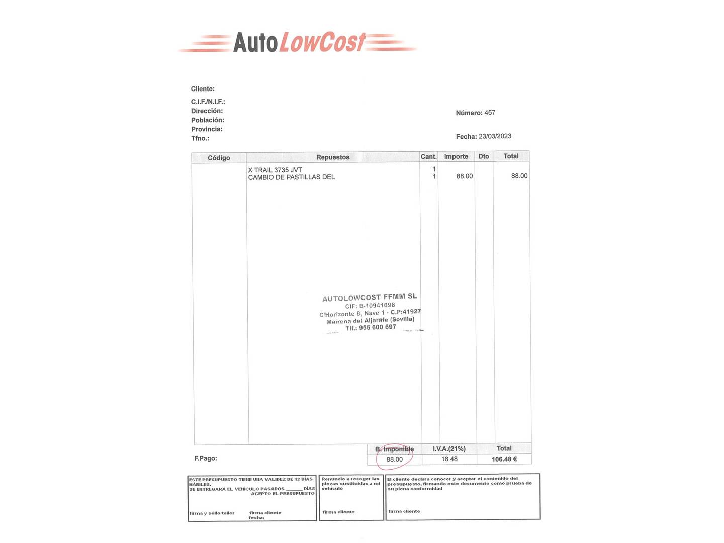 Foto del mantenimiento del Nissan X-TRAIL Nissan X-Trail dCi 130 N-Connecta (130 CV)