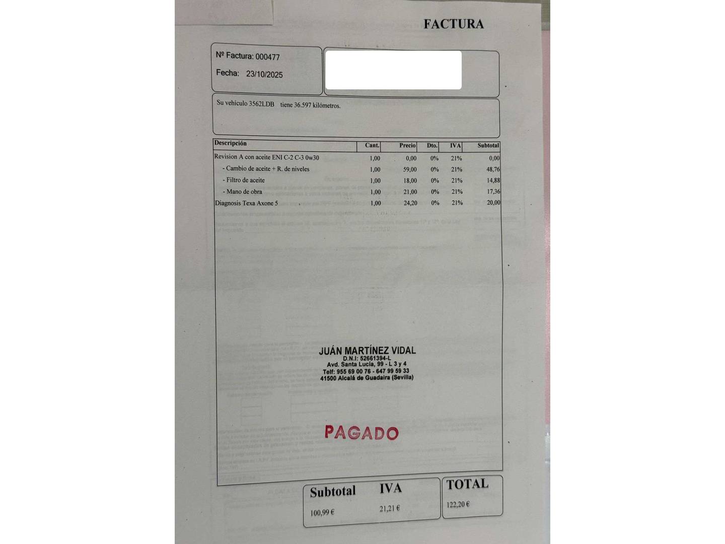 Foto del mantenimiento del BMW Serie 1 BMW Serie 1 116d  (116 CV) Pack M