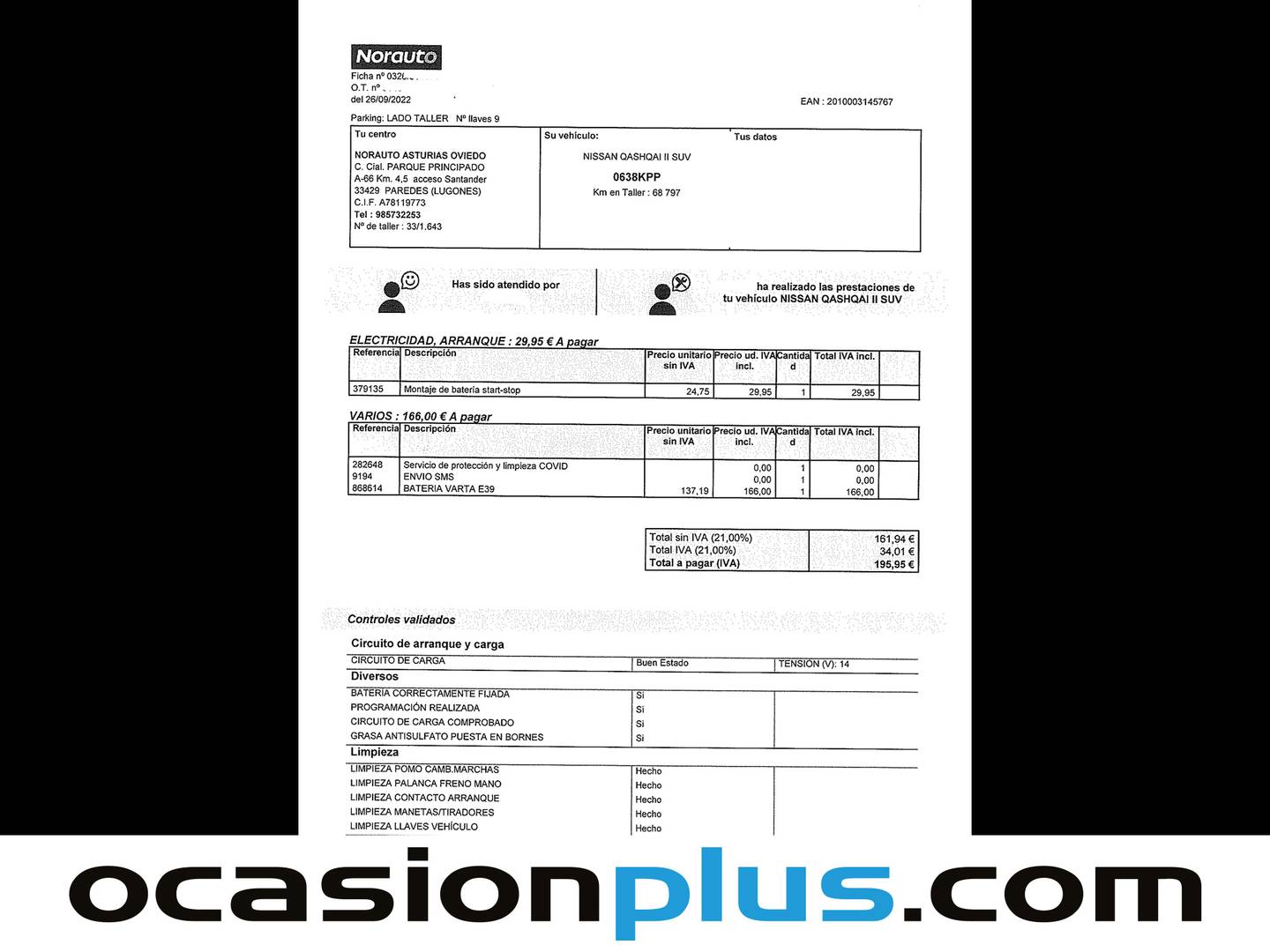 Foto del mantenimiento del Nissan QASHQAI Nissan Qashqai dCi 110 S&S Acenta 4x2 (110 CV)