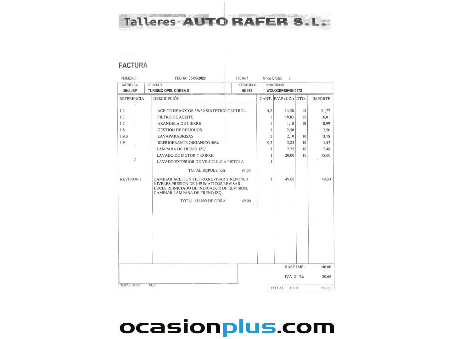 Foto del mantenimiento del Opel Corsa Opel Corsa 1.0 Turbo S&S Excellence (115 CV)