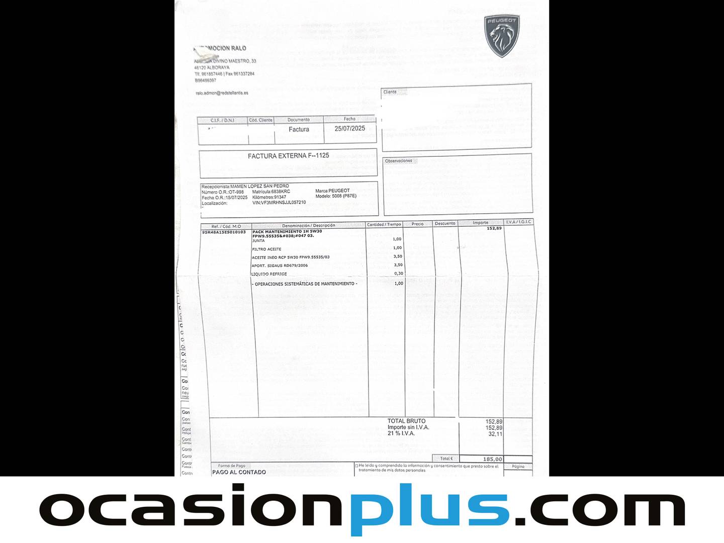 Foto del mantenimiento del Mazda CX-5 Mazda CX-5 2.0 GE Zenith 2WD (165 CV)