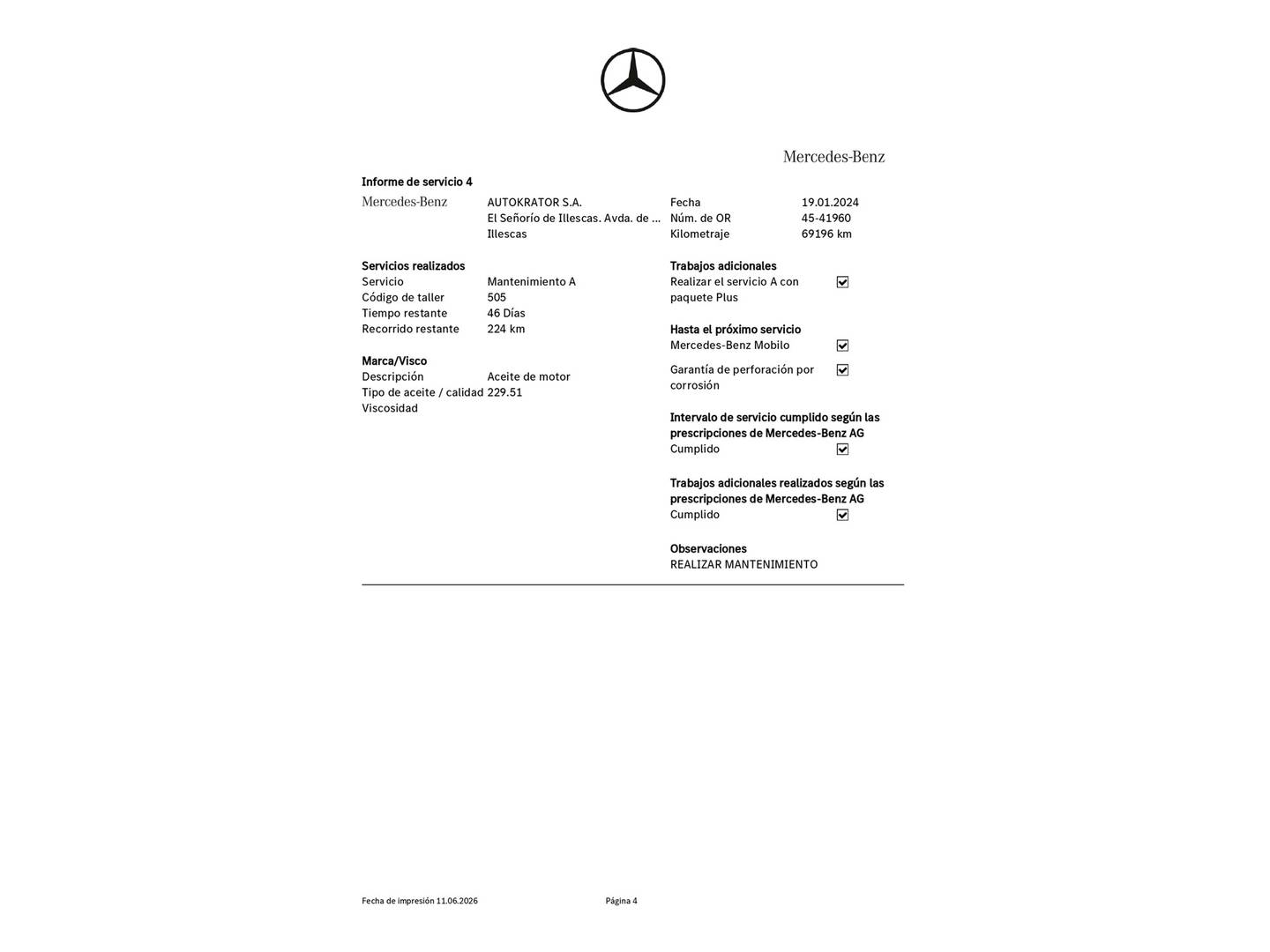 Foto del mantenimiento del Mercedes Clase C Mercedes Clase C Coupe 300 (258 CV)