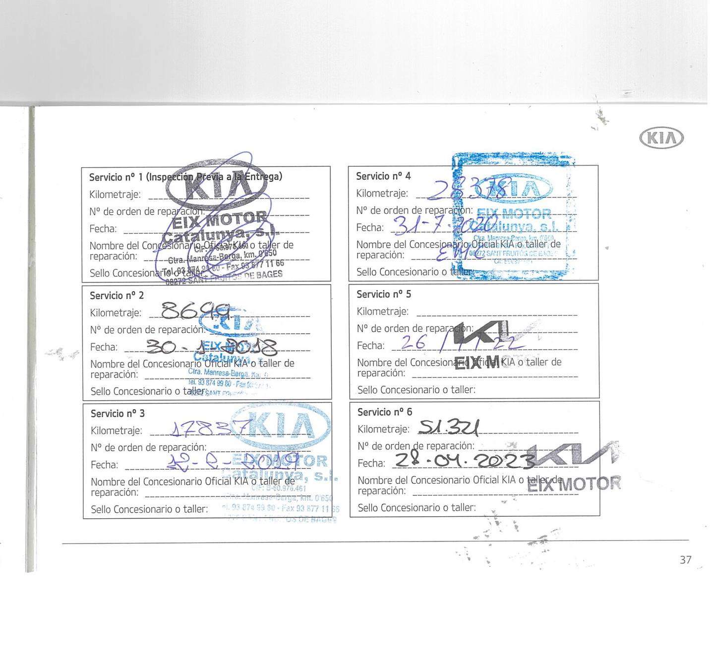 Foto del certificado del KIA Carens KIA Carens 1.7 CRDi VGT Drive Eco-Dynamics (115 CV)