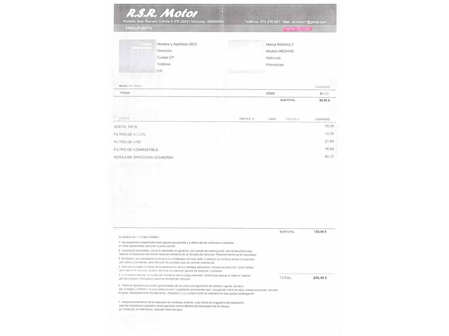 Foto del mantenimiento del Renault Mégane Renault Megane Emotion dCi (110 CV)