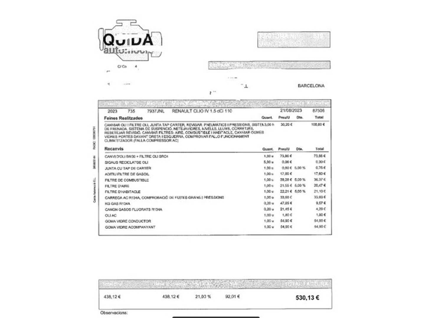 Foto del mantenimiento del Renault Clio Renault Clio Dynamique Energy dCi (90 CV)