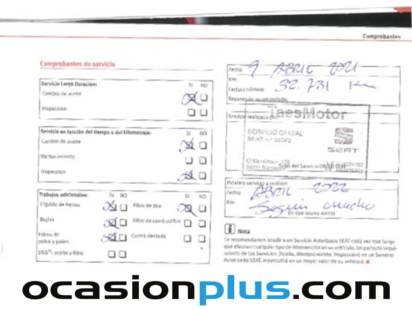 Foto del mantenimiento del Seat Ibiza Seat Ibiza ST 1.4 Style (85 CV)