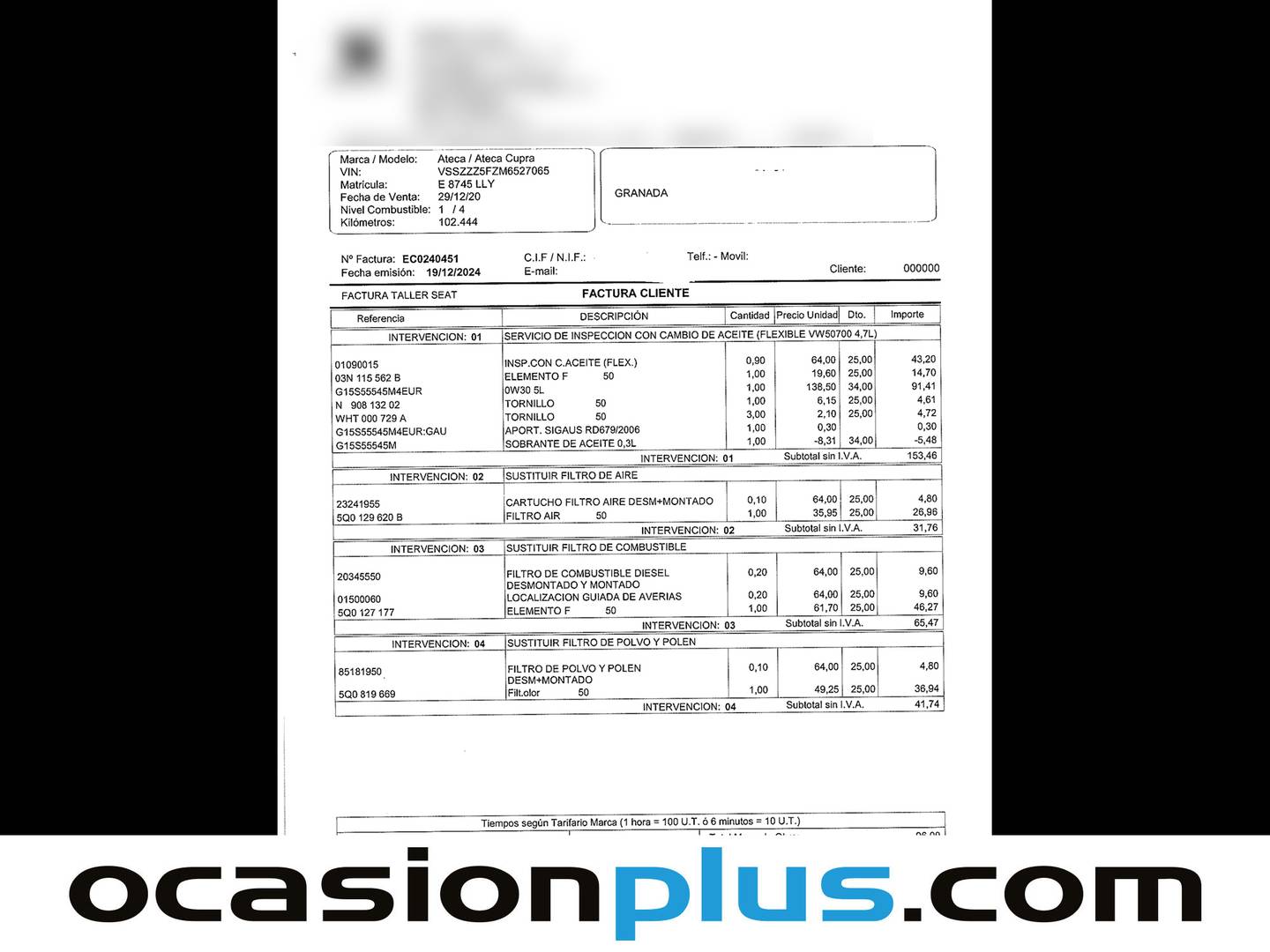 Foto del mantenimiento del Seat Ateca SEAT Ateca 2.0 TDI S&S Style Go (150 CV)