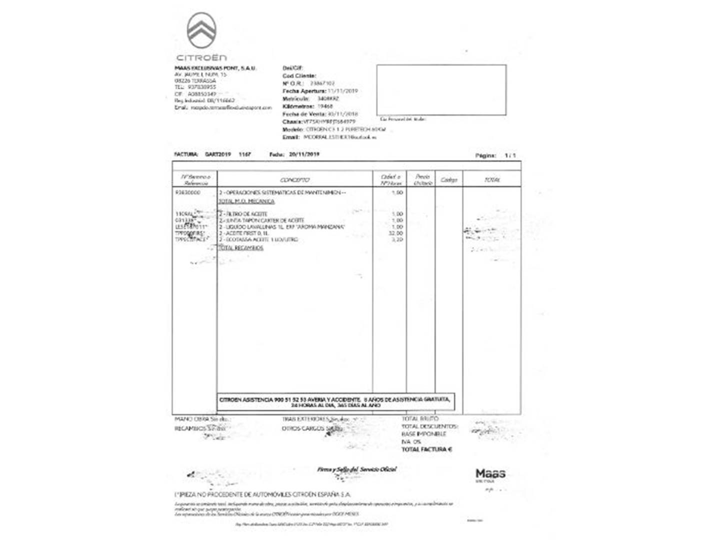 Foto del mantenimiento del Citroën C3 Citroën C3 PureTech 82 Feel (83 CV)