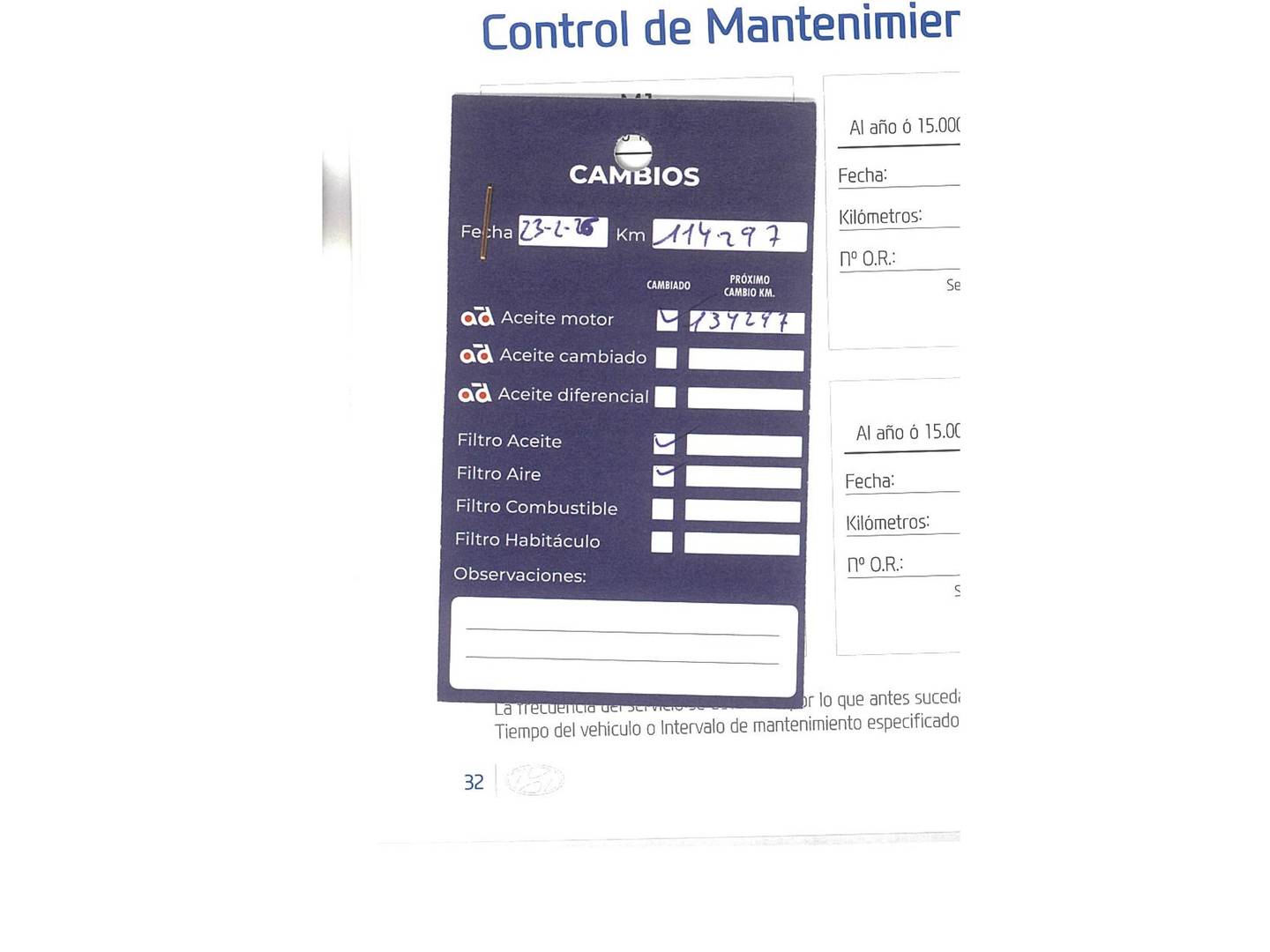 Foto del mantenimiento del Hyundai i30 Hyundai i30 1.0 TGDI Klass (120 CV)