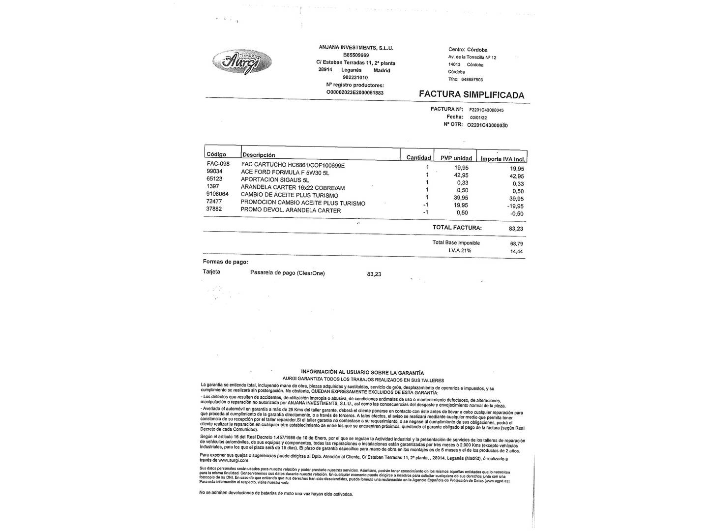 Foto del mantenimiento del Ford Fiesta Ford Fiesta 1.4 TDCI Trend (70 CV)