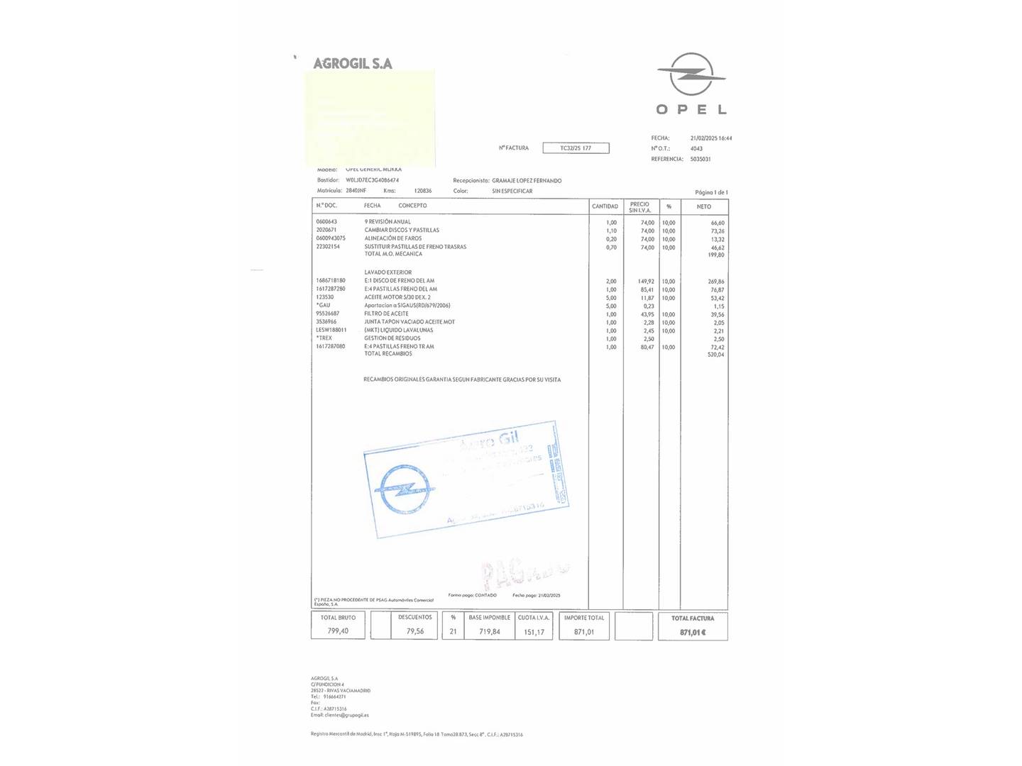 Foto del mantenimiento del Opel Mokka Opel Mokka 1.6 CDTI S&S Excellence 4X4 (136 CV)