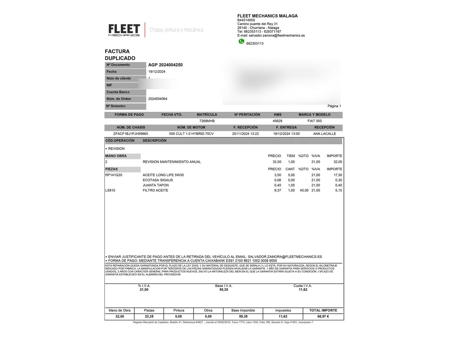 Foto Fiat 500 Fiat 500 1.0 Hybrid Monotrim  (70 CV)