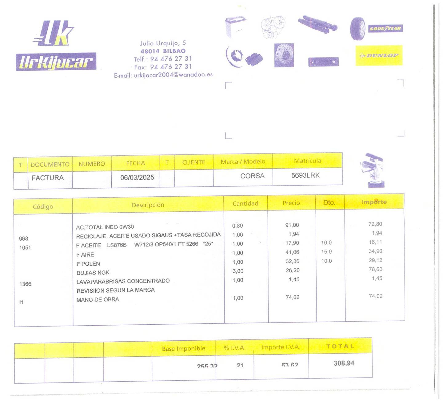 Foto del mantenimiento del Opel Corsa Opel Corsa 1.2 Turbo XHL GS-Line (100 CV)