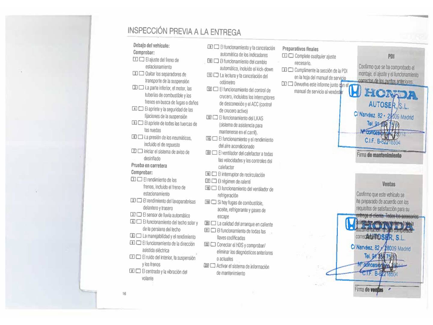 Foto del mantenimiento del Honda CR-V Honda CR-V 2.0 i-MMD Lifestyle 4x2 Auto (184 CV)