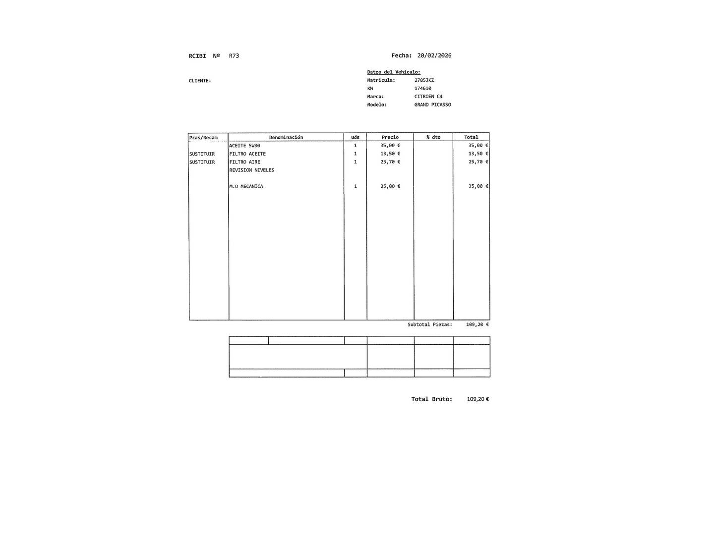 Foto del mantenimiento del Citroën Grand C4 Picasso Citroen Grand C4 Picasso BlueHDi 120 Feel Edition (120 CV) 7 Plazas