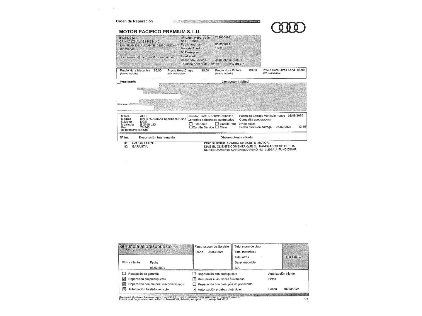 Foto Audi A3 Audi A3 Sportback S line 40 e-tron (204 CV) S tronic