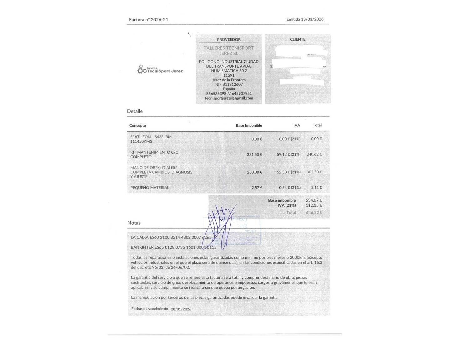 Foto del mantenimiento del Citroën C-Elysée Citroen C-Elysee BlueHDi 100 Shine (100 CV)