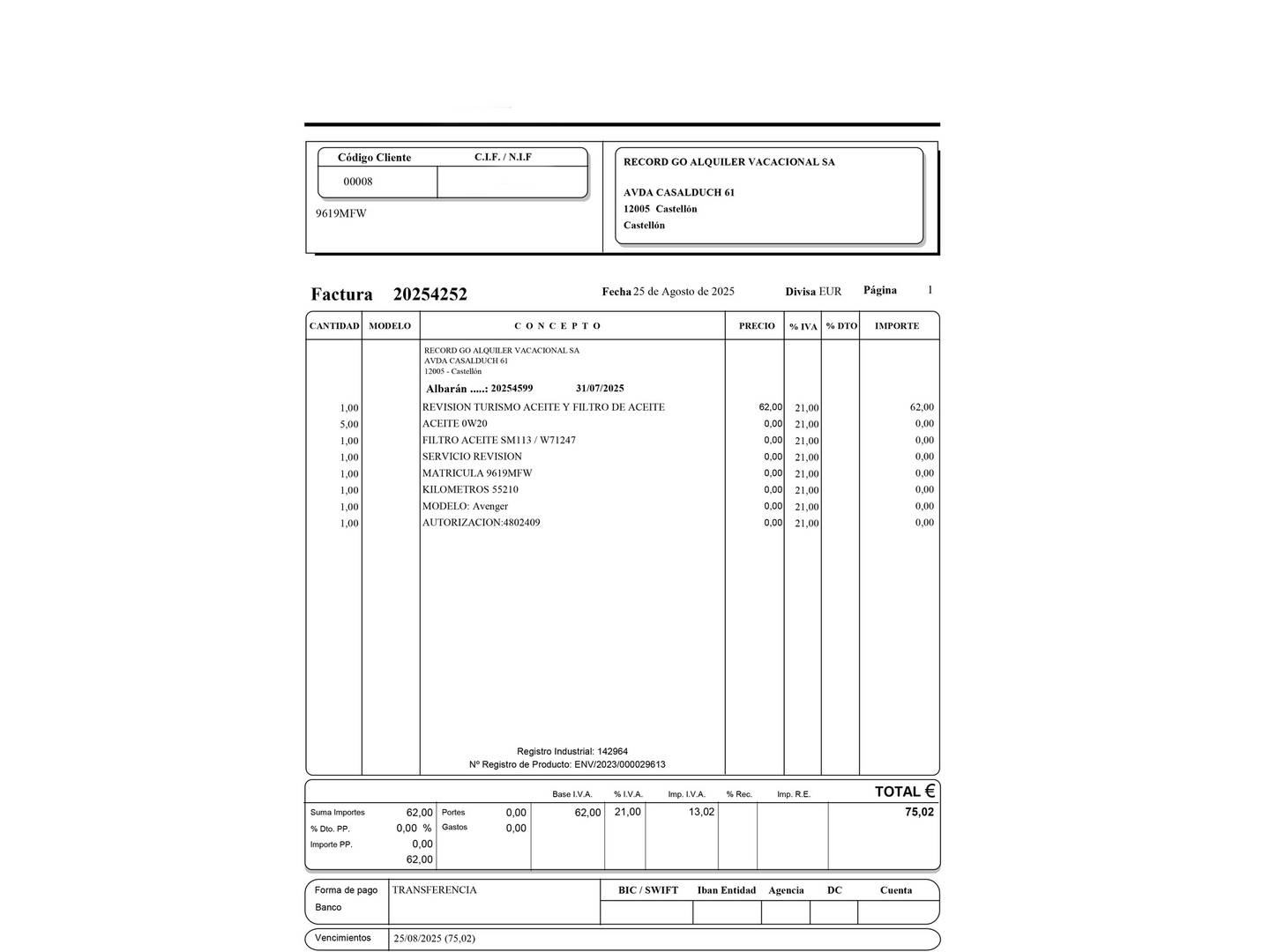 Foto del mantenimiento del Jeep Avenger Jeep Avenger 1.2 G Summit (100 CV)