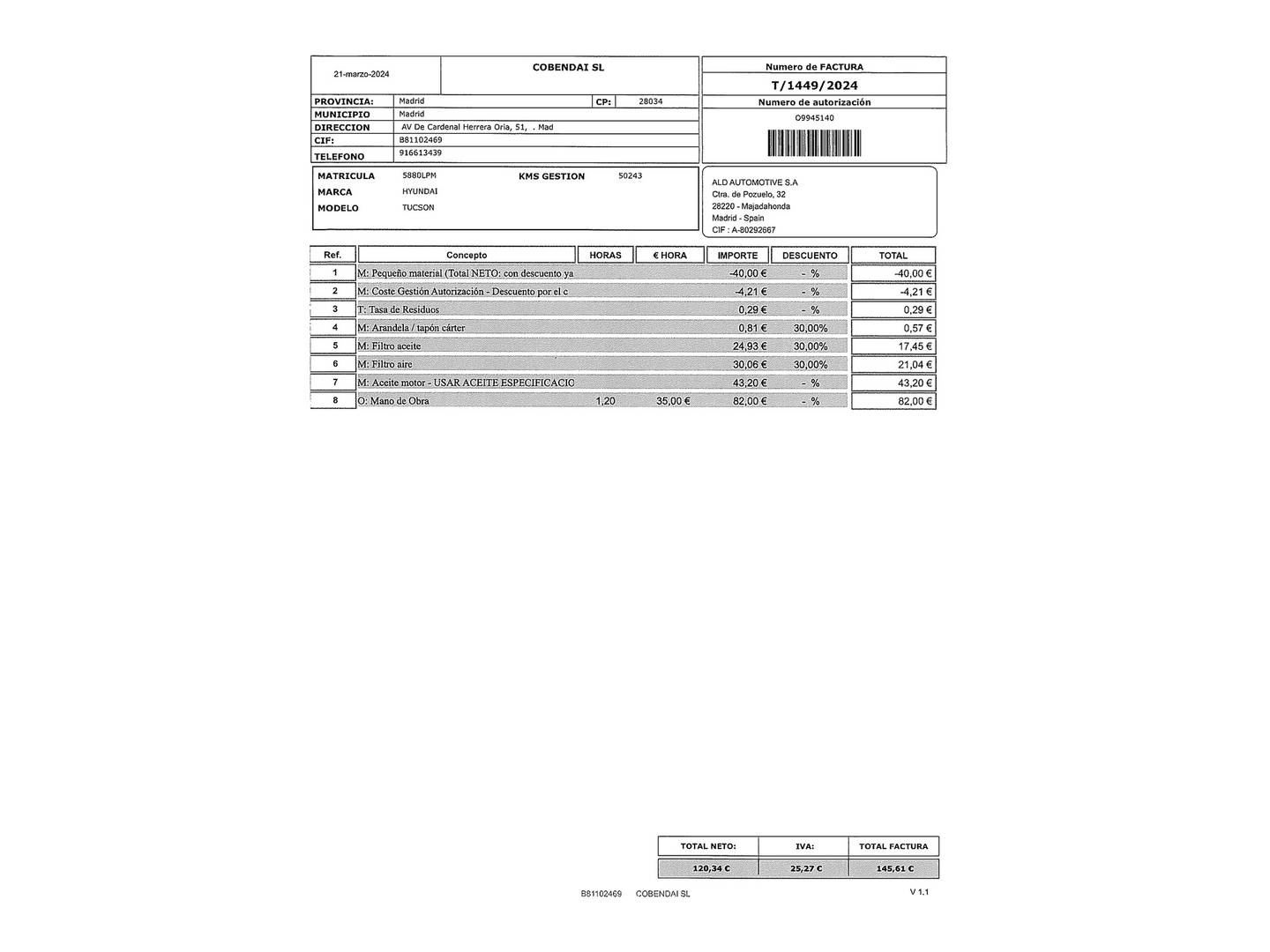 Foto del mantenimiento del Hyundai Tucson Hyundai Tucson 1.6 TGDI HEV Maxx Auto (230 CV)