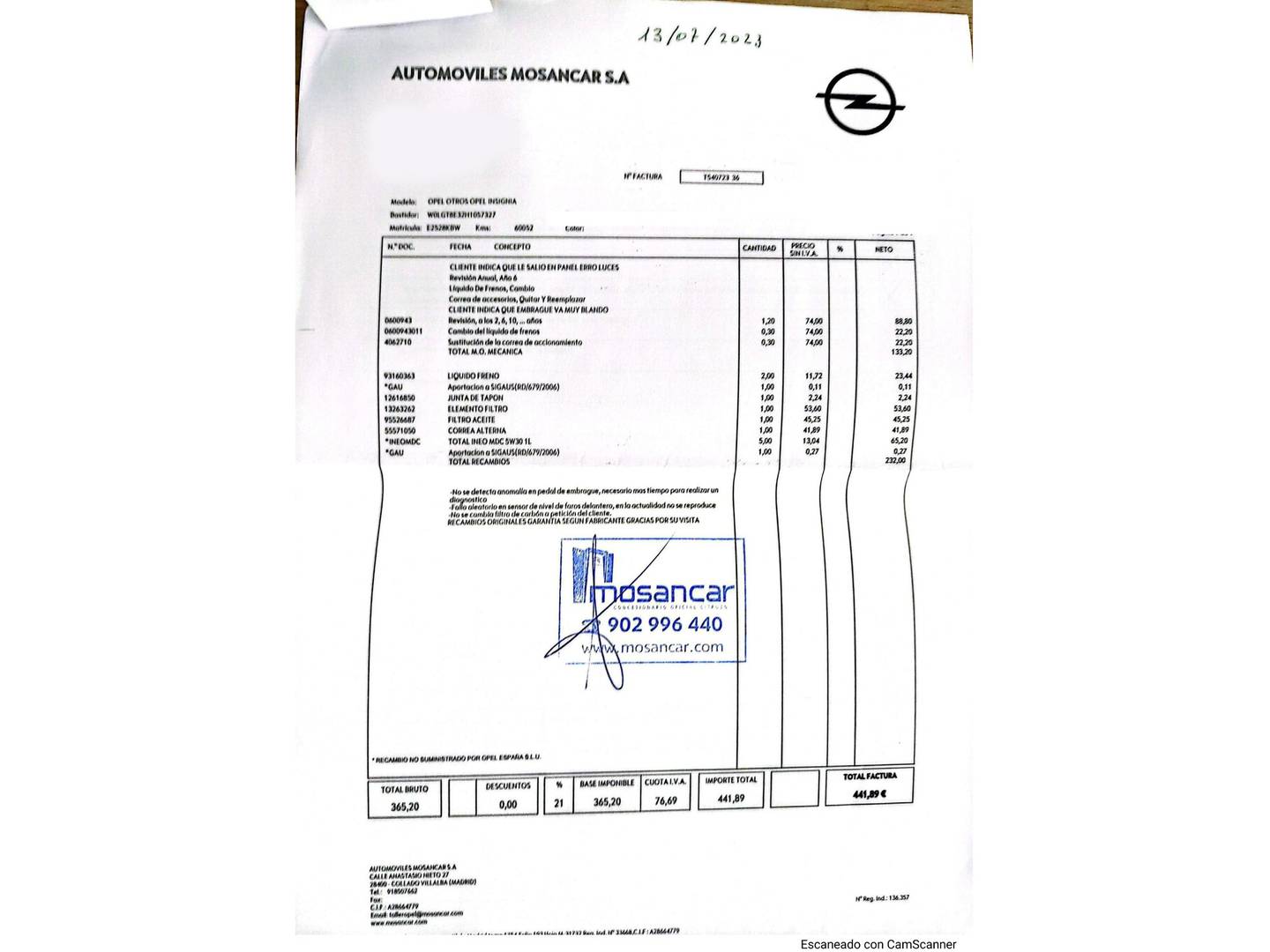 Foto del mantenimiento del Opel Insignia Opel Insignia Sports Tourer 1.6 CDTI S&S ecoFlex Excellence (136 CV)