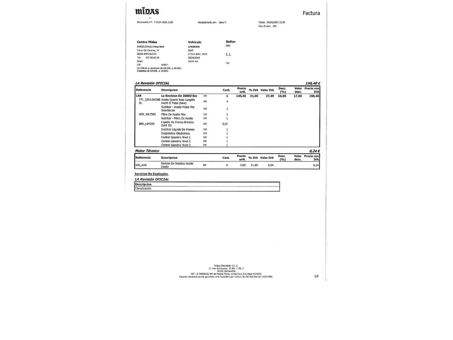 Foto del mantenimiento del Seat Ateca Seat Ateca 1.0 TSI S&S Ecomotive Style (115 CV)