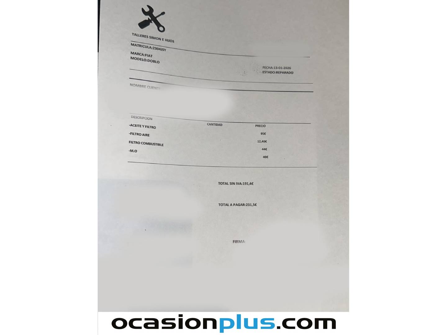 Foto del mantenimiento del Fiat Doblò Fiat Dobló Panorama Easy 1.6 Multijet (120 CV)