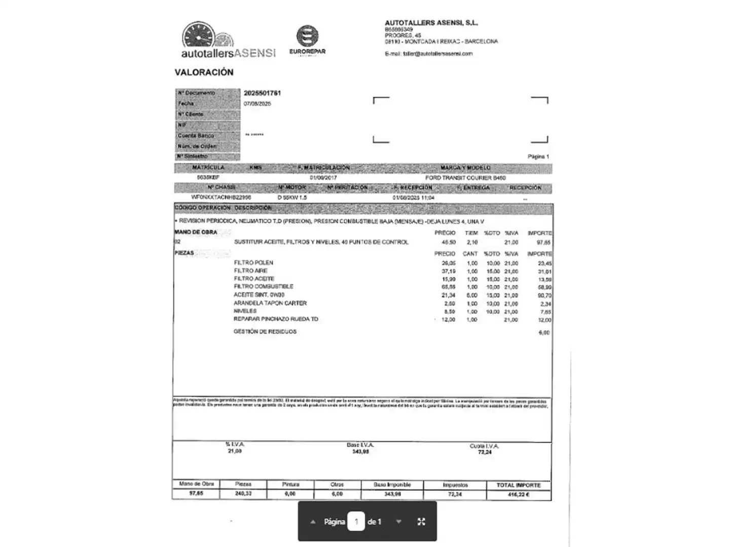 Foto Ford Transit Courier Ford Transit Courier Kombi 1.5 TDCi Trend (75 CV)