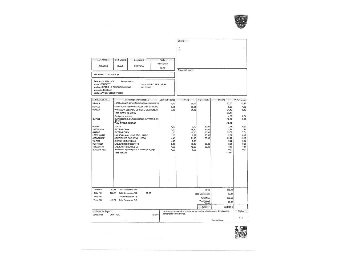Foto Peugeot Rifter Peugeot Rifter BlueHDi 130 GT Business Standard (130 CV)