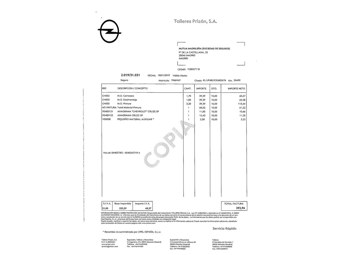 Foto del mantenimiento del Chevrolet Cruze Chevrolet Cruze 1.7 VCDI LT+ Clima (130 CV)