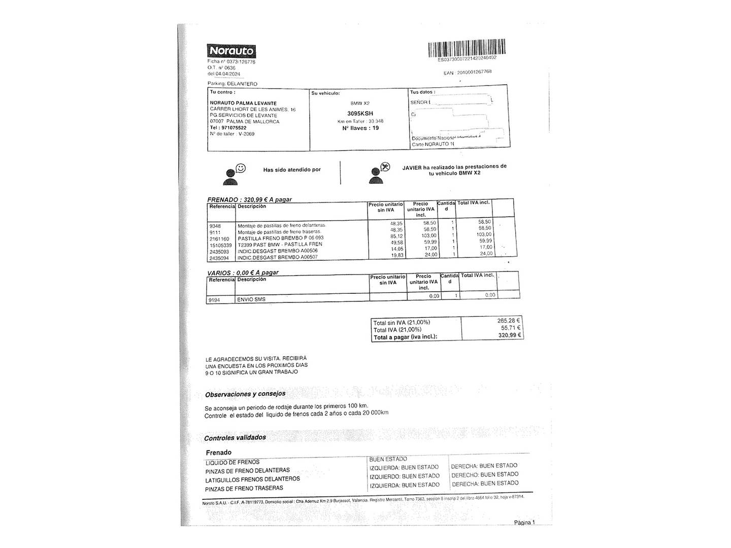 Foto del mantenimiento del BMW X2 BMW X2 sDrive18i (140 CV) Pack M