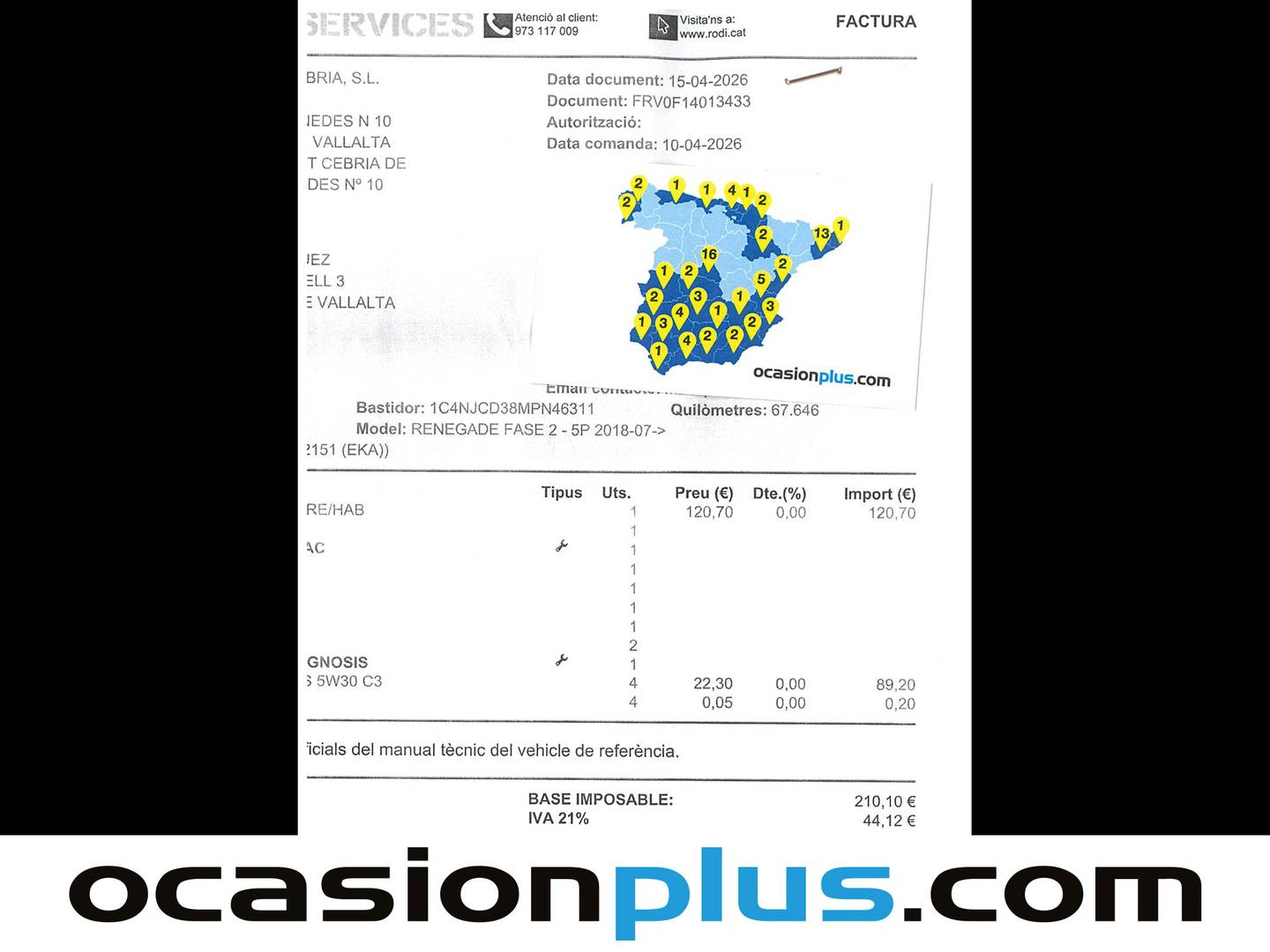 Foto del mantenimiento del Jeep Renegade Jeep Renegade 1.0G Limited 4x2(120 CV)